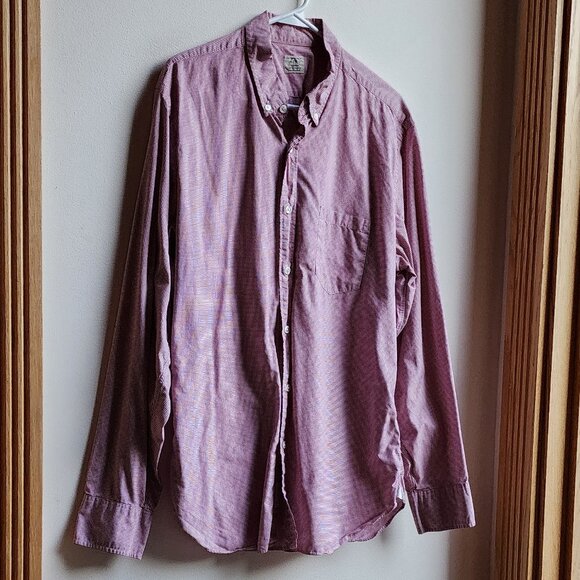 J.Crew Red/White Micro-Checked Casual Button Down Shirt Size Large - Picture 3 of 15